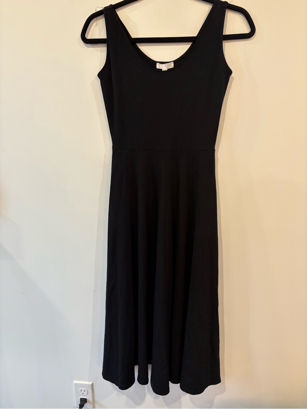 Leith Black Scoop Neck Midi Dress